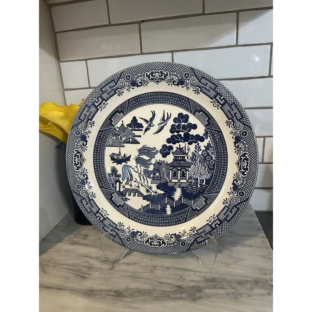 Churchill Blue Willow Round Chop Plate Serving Platter 12 Inch Made in England